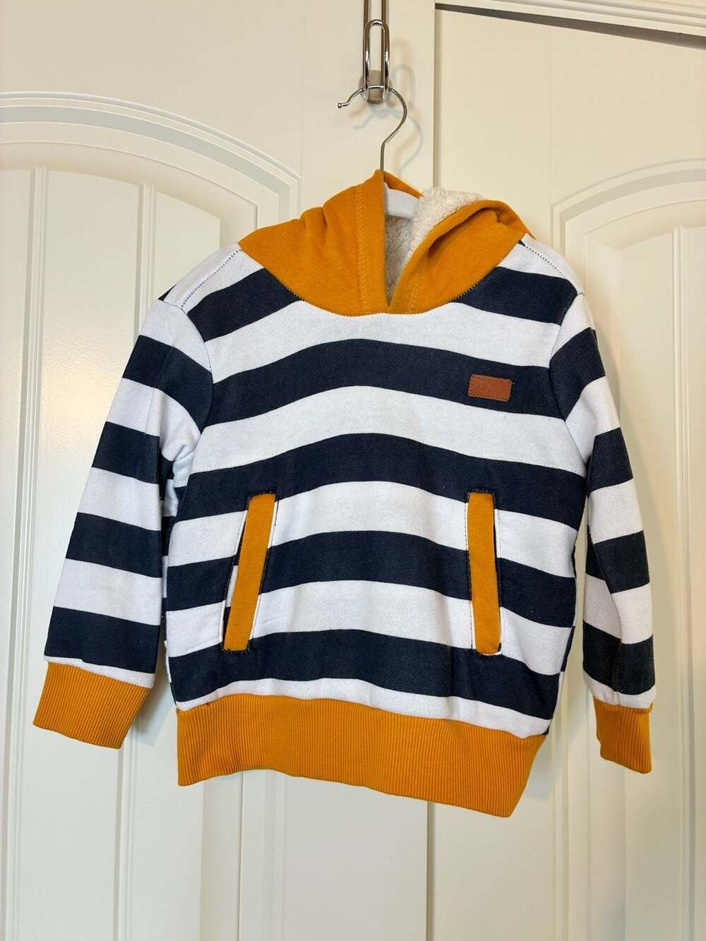 7 For All Mankind Toddler Boys Striped Sherpa Lined Hoodie Size 2T